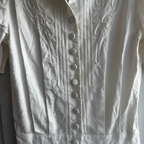 VINTAGE Sarah Elizabeth 80s shoulder pad embroidered dress - Picture 6 of 6